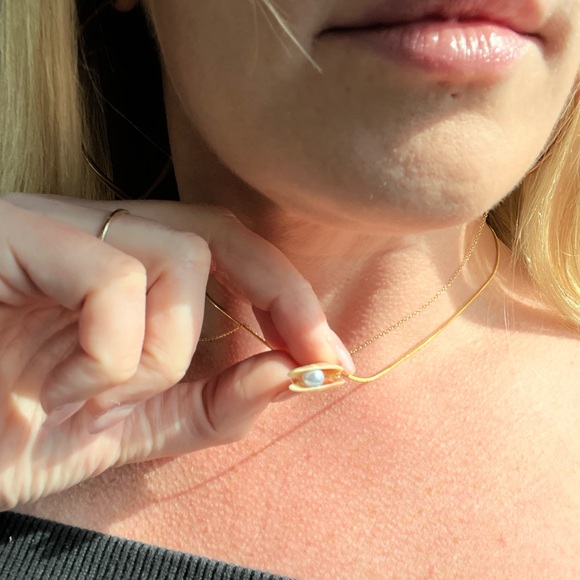 Coquiña shell pendant necklace locket with pearl - Picture 5 of 6